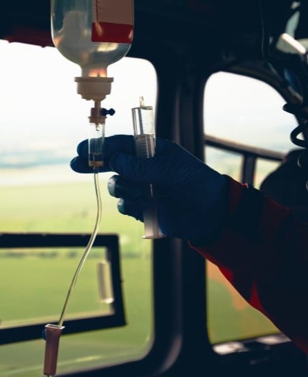 Set medic in a helicopter.